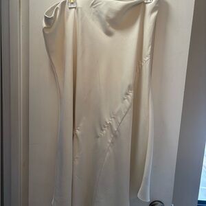 a new day Asymmetrical silk Cream Skirt